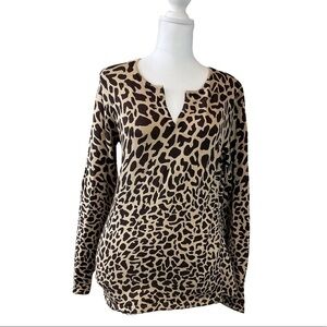 🎉 SALE TALBOTS Petites Animal Print Silk Sweater Size SP